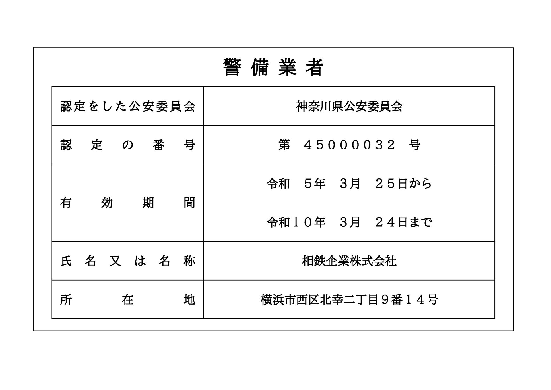 警備業における標識